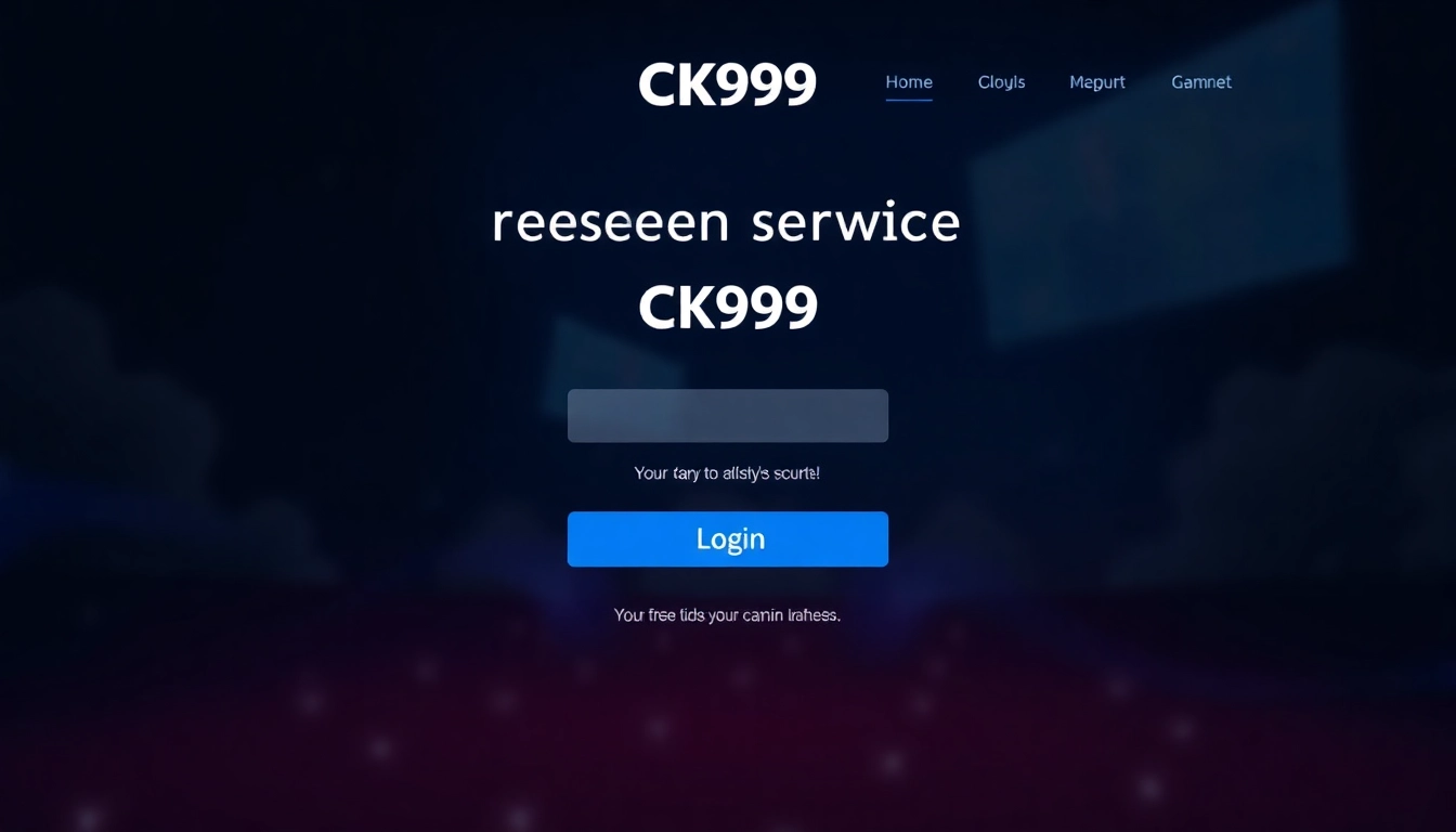 CK999 login screen demonstrating secure access with clear fields and engaging gaming backdrop, inviting users to sign in easily.