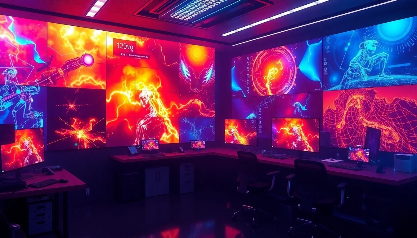 Futuristic AI studio using an ai image generator no restrictions to create vibrant, high-detail visuals.